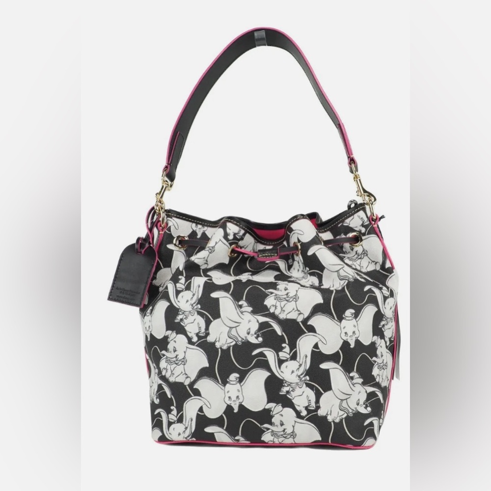 NEW Dooney & Bourke Disney Dumbo Drawstring Bucket Shoulder Handbag Canvas NWT